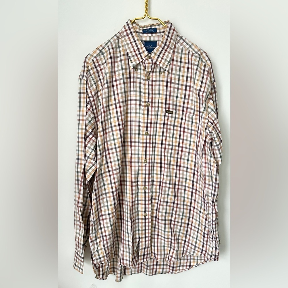 Faconnable Multicolor Plaid Thin Lightweight Cotton Button Up Shirt Men’s XL